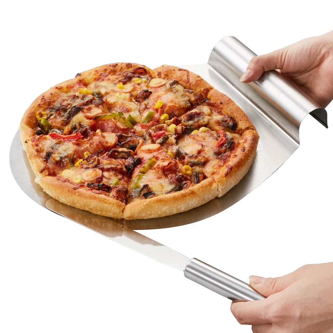 Professionelle Pizzaschaufel Aus Edelstahl mit Flacher Kante und Ergonomischem Rollgriff Brehn