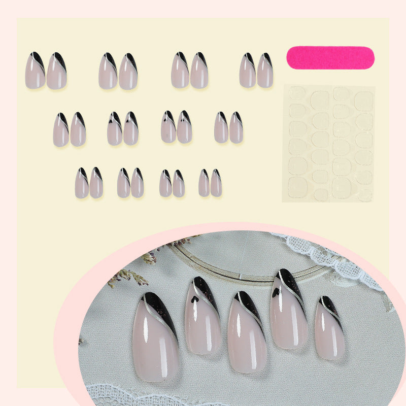 Premium dekorativer Press-On-Nagelset mit elegantem französischem Design Brehn
