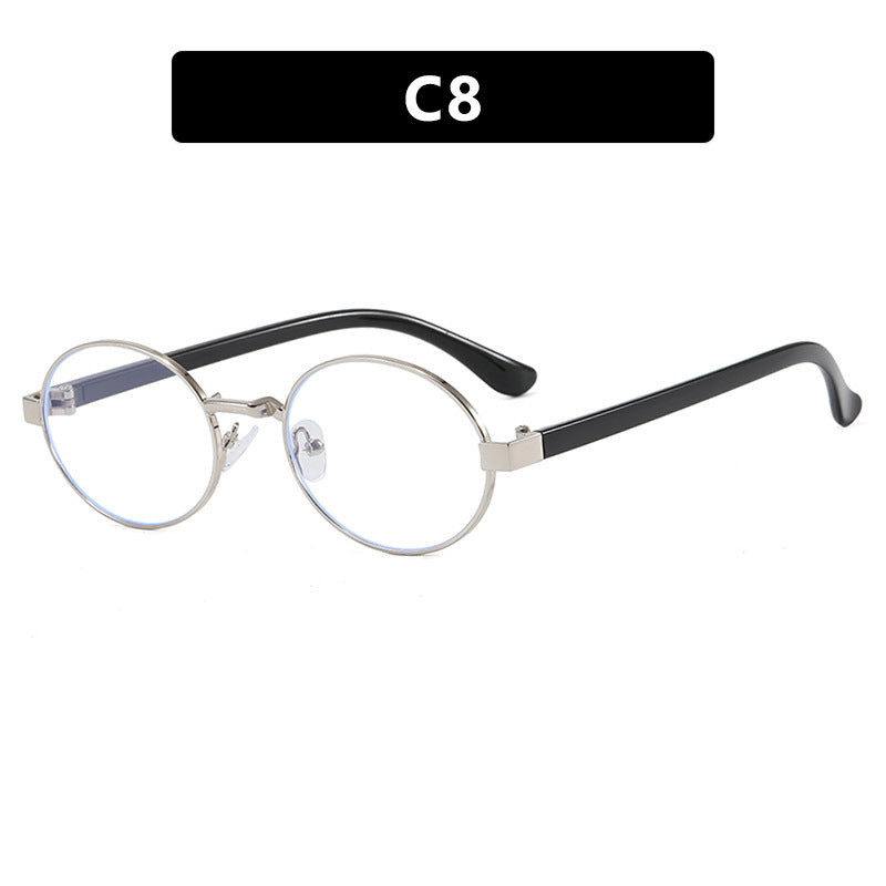 Damen runde Brille mit elegantem Metallrahmen und verstellbaren Nasenpads Brehn