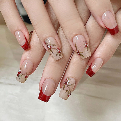 Elegante Blumendruck-Nageltips
