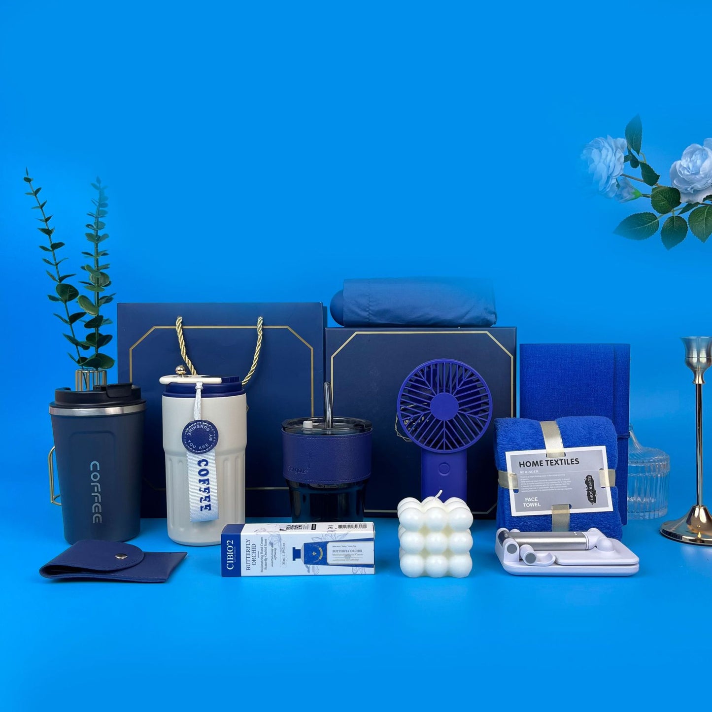 Damen Set mit Kaffeebecher und tragbarem Ventilator Brehn