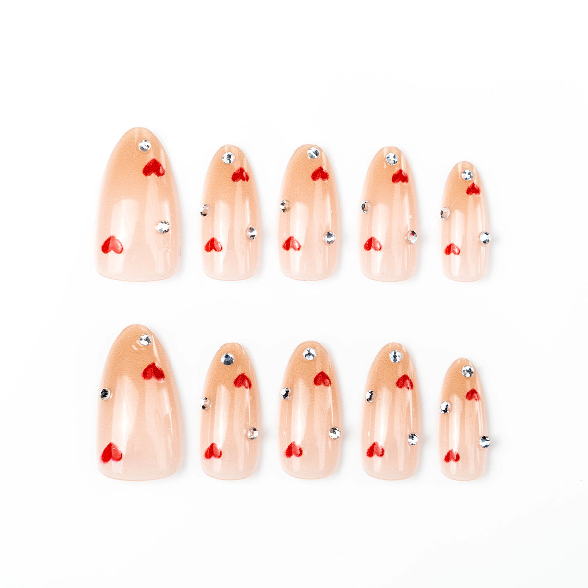 Herz-verzierte Press-On Nagelset