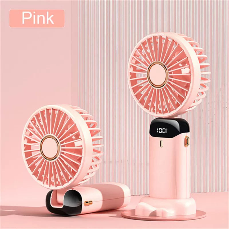 Unisex Einheitsgröße faltbarer wiederaufladbarer Handventilator mit LED-Batteriestatusanzeige und abnehmbarer Ladestation Brehn