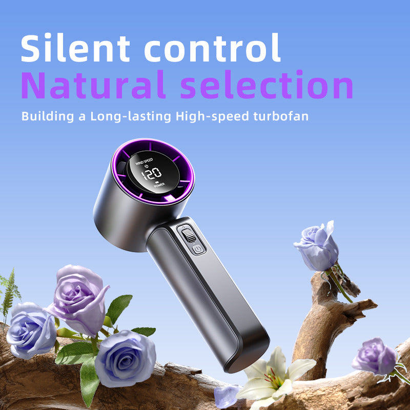 Unisex nan kompakt Hochgeschwindigkeits-Handventilator mit LED-Display, wiederaufladbarem Akku und leisem Turbine Brehn
