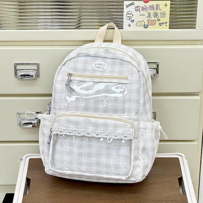 Transparente Fronttaschen Karomuster Rucksack Brehn
