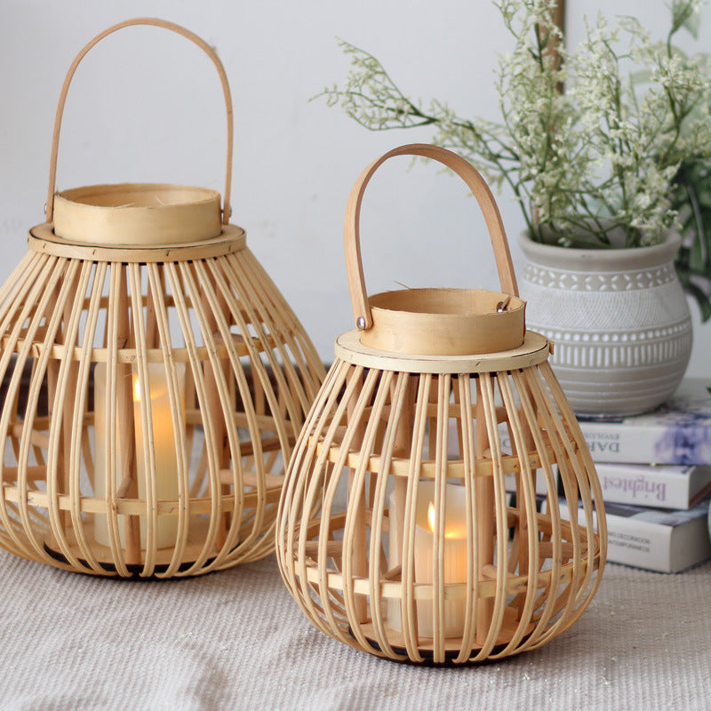 Handgefertigte Rattan-Laterne Brehn