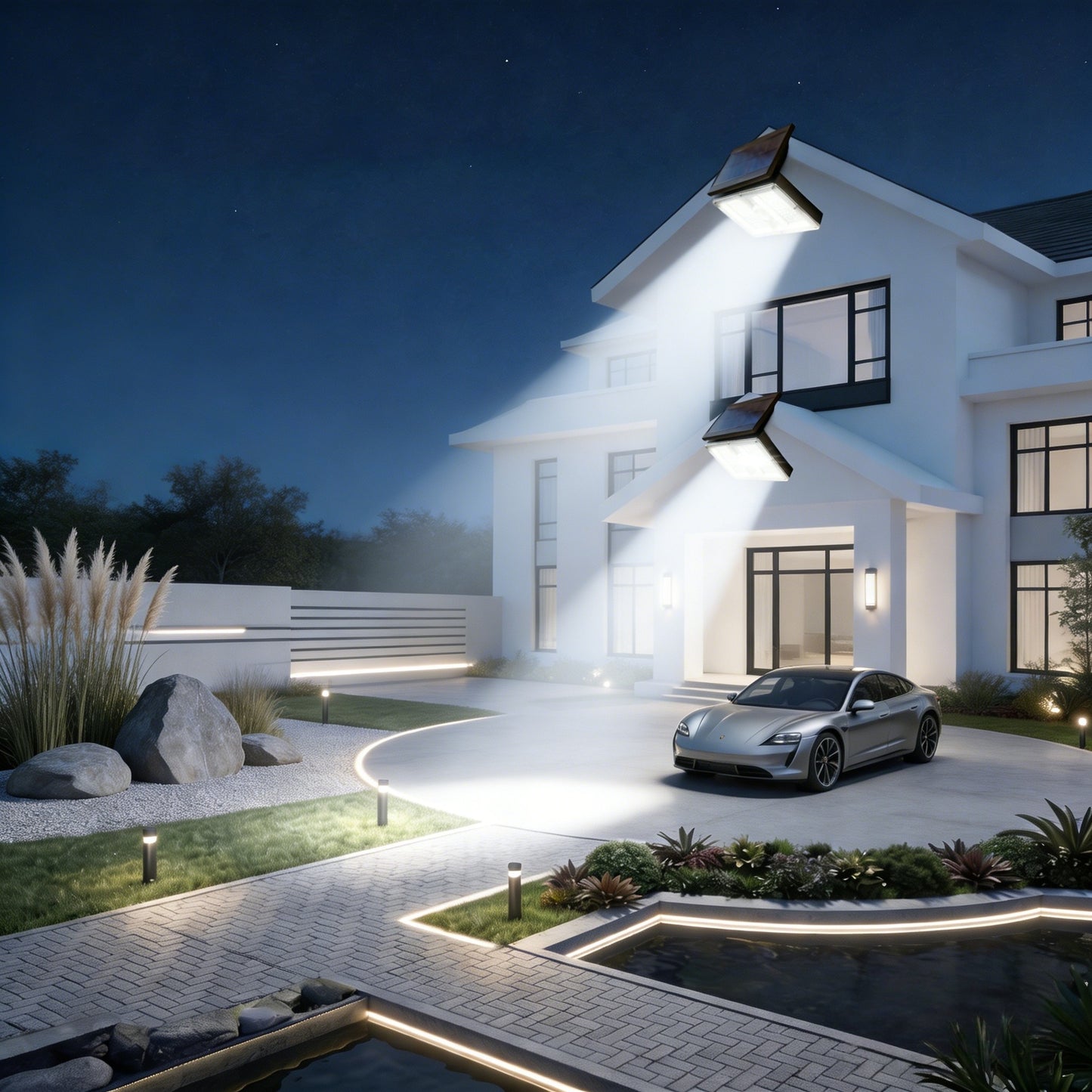 Hochleistungs-Solar-Bewegungsmelder-LED-Sicherheits-Wandlicht mit verstellbarem Solarpanel und Weitwinkel-Flutlicht Brehn