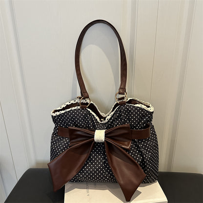 Polka-Dot-Schleifen-Akzent-Handtasche