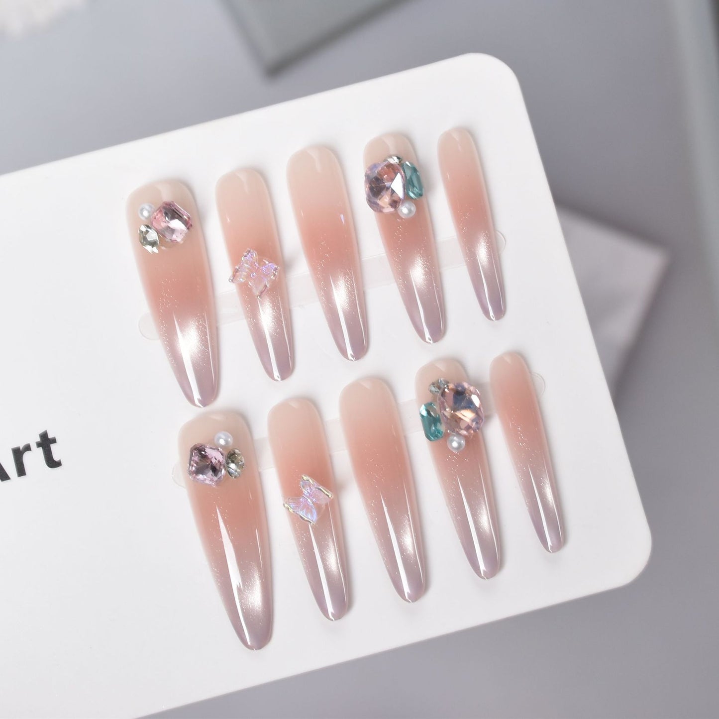 Premium Ombre Glitter Press-On Nail Set Brehn