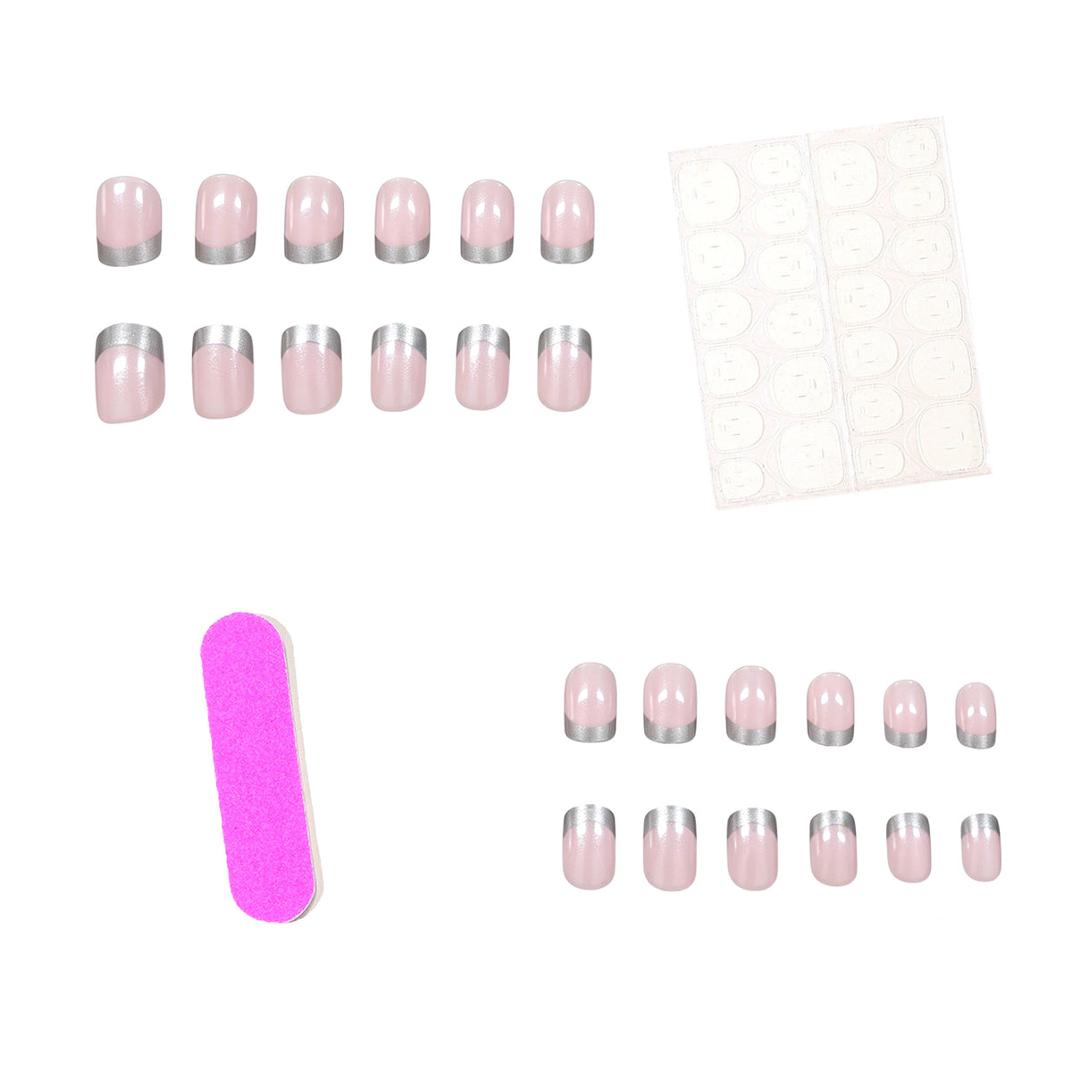 Elegantes silbergetipptes Acryl-Nagelset Brehn