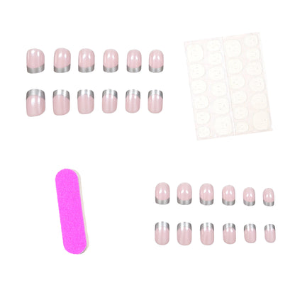 Elegantes silbergetipptes Acryl-Nagelset Brehn