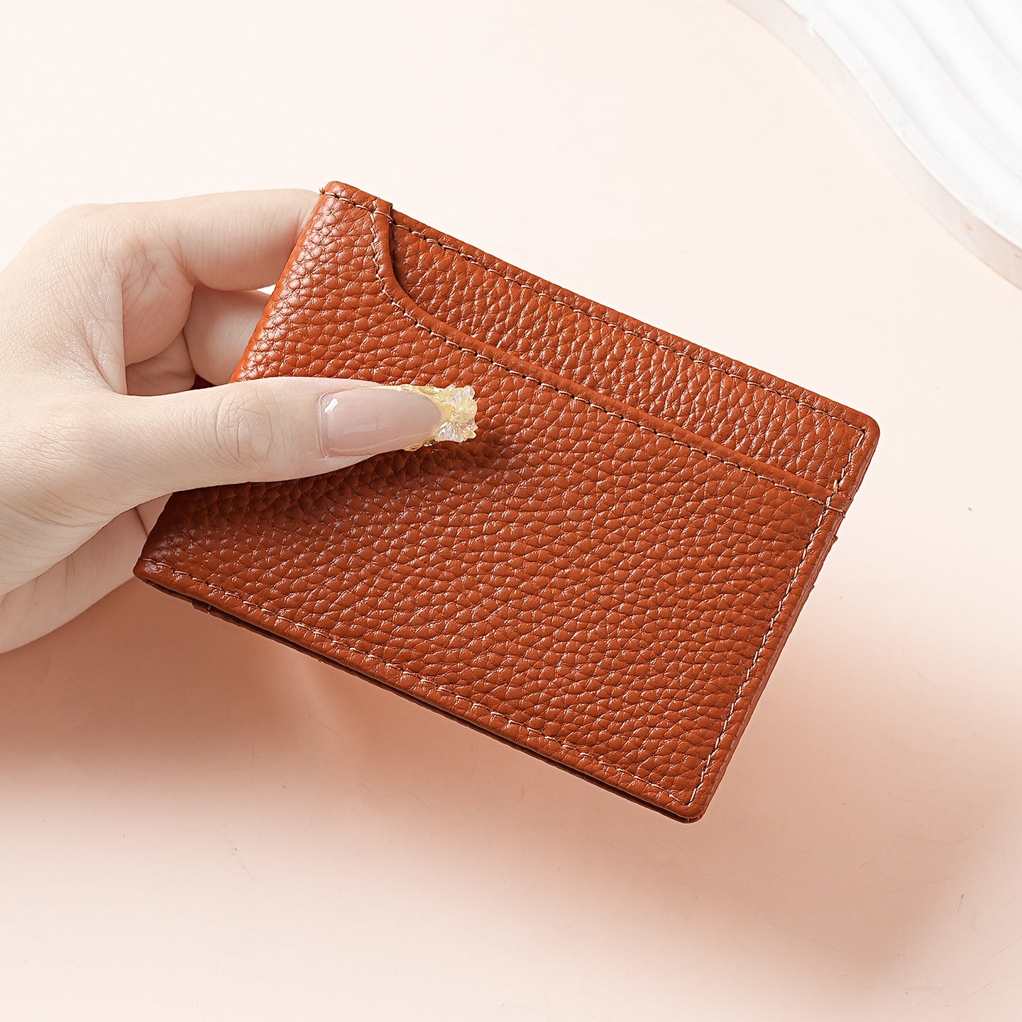 Texturiertes Leder-Wallet