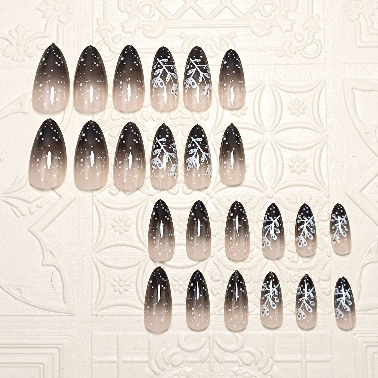 Elegante Ombre Floral Press-On Nagel Set Brehn
