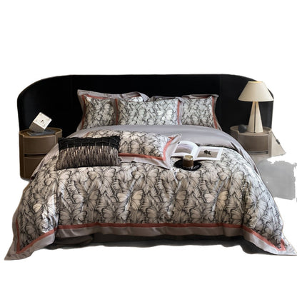 Schmetterlingsdruck Baumwollsatin Bettbezug Set mit Kontrastbordüre