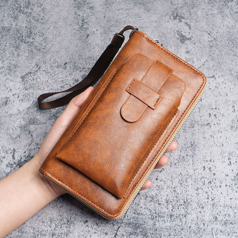 Reißverschluss Leder Reisegeldbörse mit RFID-Schutz Brehn