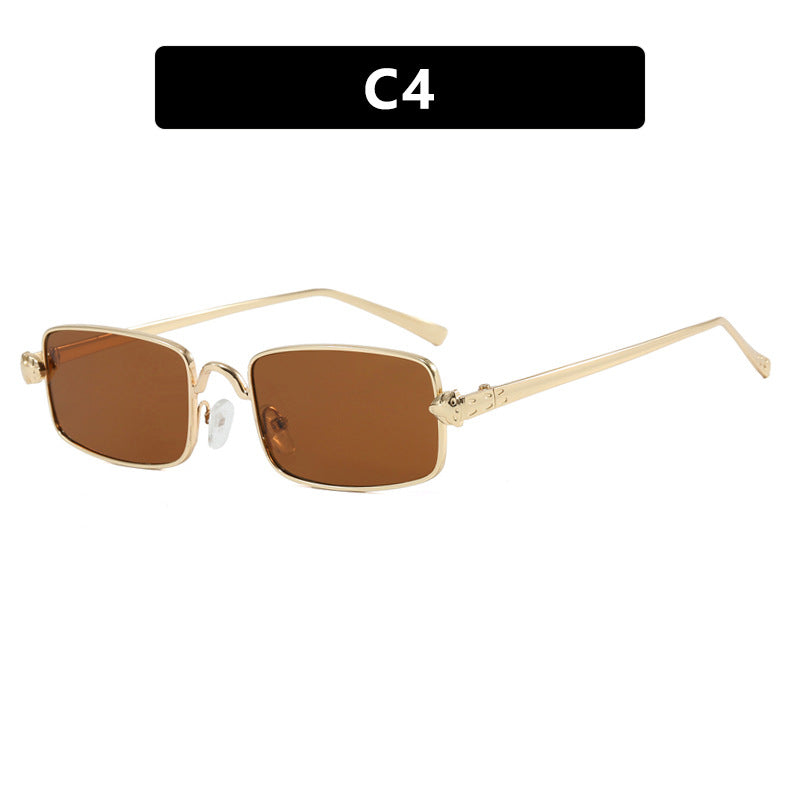 Damen elegante quadratische Sonnenbrille mit luxuriösem Metallrahmen und UV-Schutz Brehn