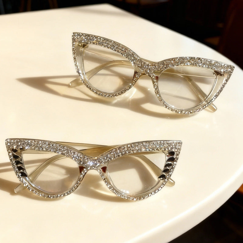 Rhinestone-beschmückte Cat-Eye-Brillen Brehn