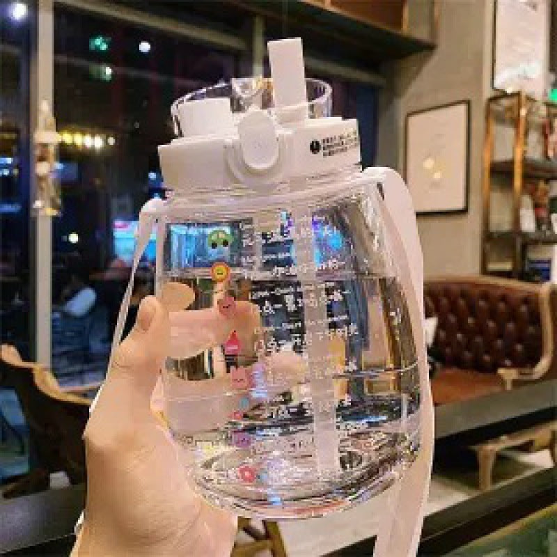 Damen große Wasserflasche mit integrierter Skala und Freisprecheinrichtung Brehn