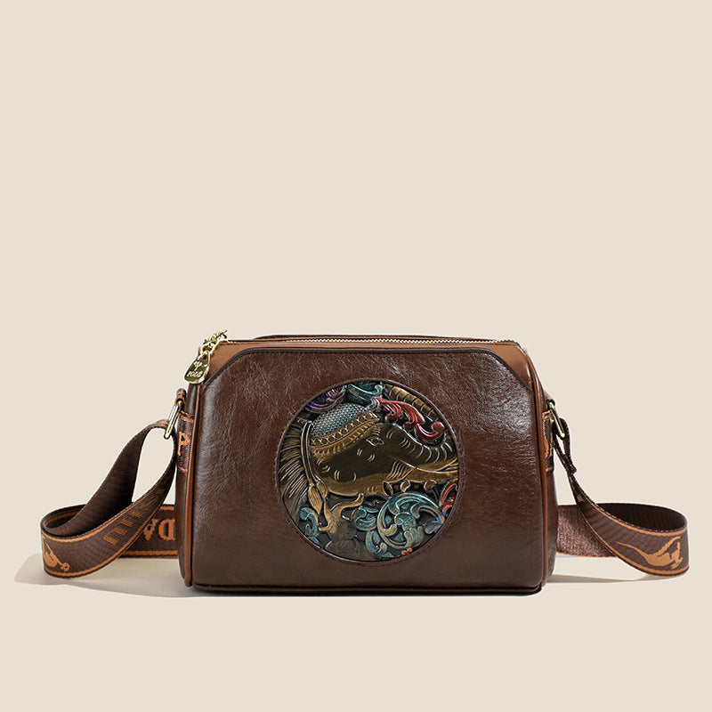 Vintage-inspirierte Leder-Crossbody-Tasche Brehn