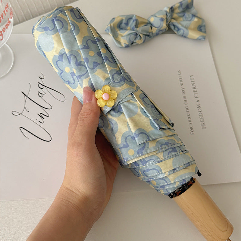 Damen Faltbarer Regenschirm mit elegantem Blumenmuster Brehn