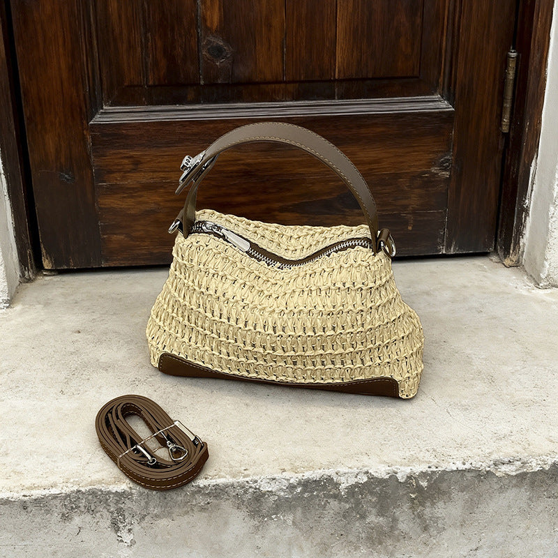 Stylische gestreifte gewebte Handtasche
