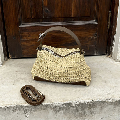 Stylische gestreifte gewebte Handtasche