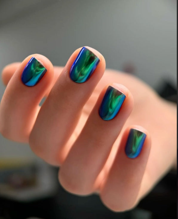 Iridescent Marmor Effekt Press-On Nägel Brehn