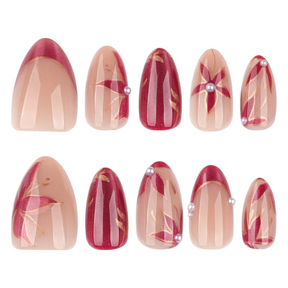 Kunstvolle Nagelverlängerungen mit retro-inspiriertem floralem Design Brehn