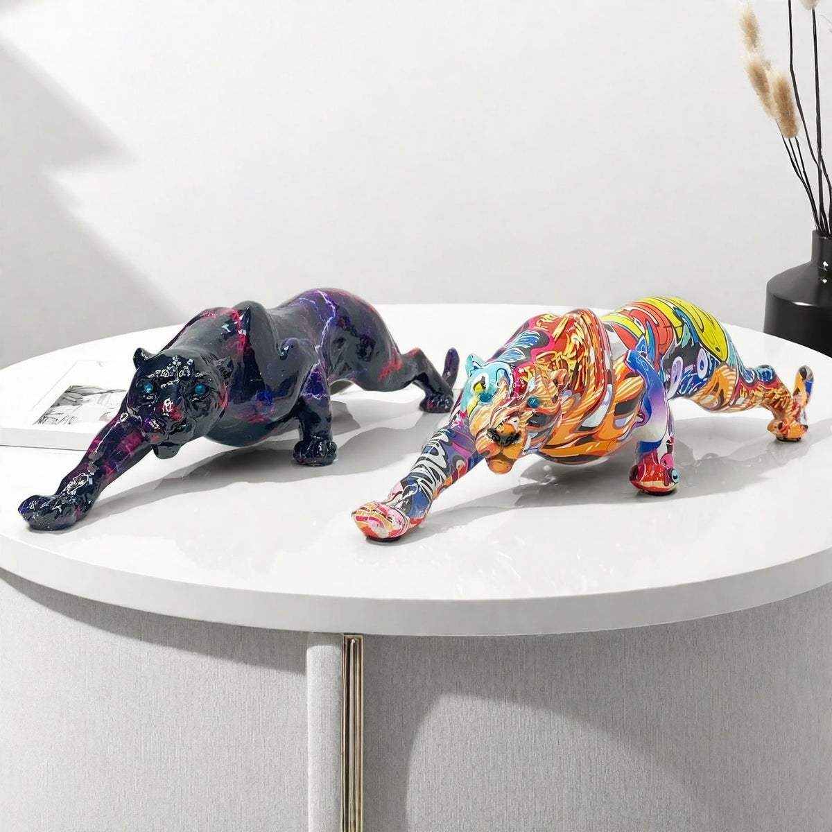 Kunstvolle Panther Skulptur aus Handarbeit Brehn