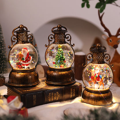 Nostalgische Weihnachtslaterne mit beweglicher Schneemann-Szene Brehn