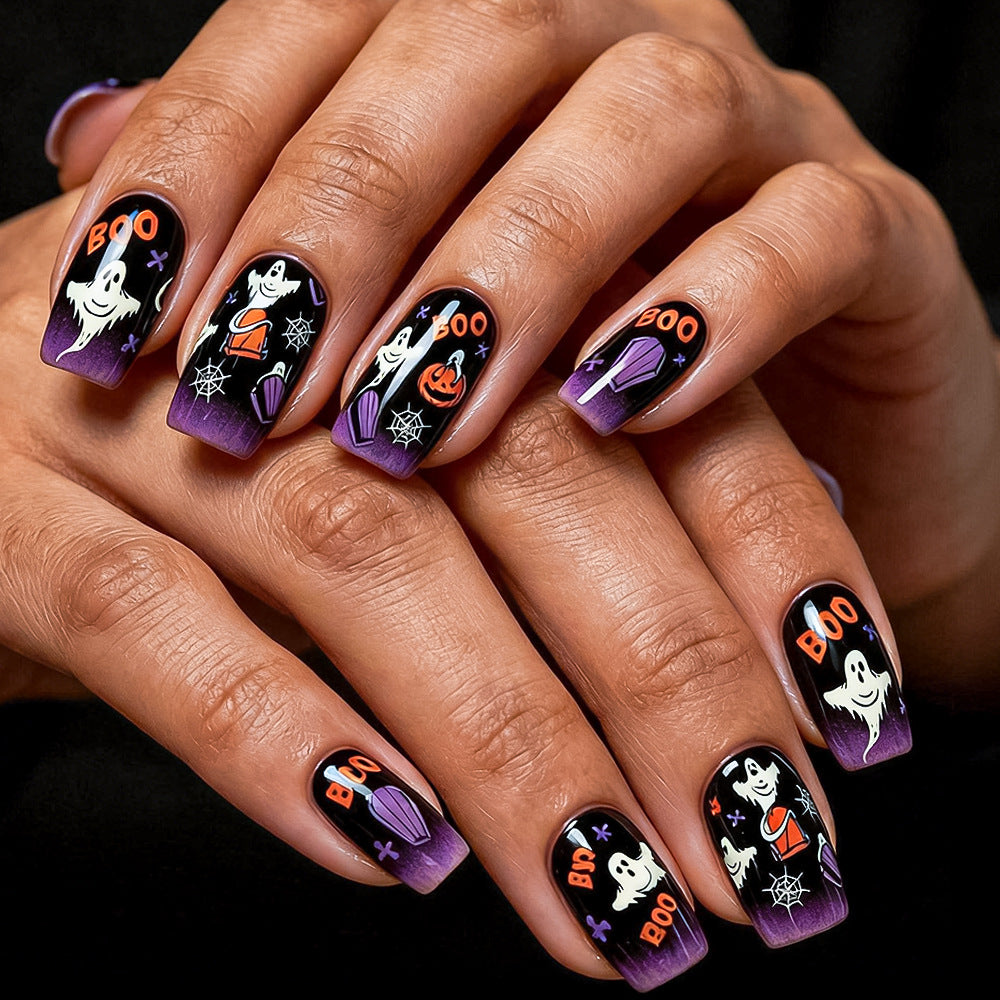 Spaßiges Halloween-Themen Press-On Nagelkunst Set Brehn