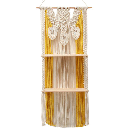 Macramé Wanddeko mit Regalen Brehn
