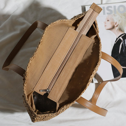 Handgefertigte Rundtasche Aus Natürlichem Bast Brehn