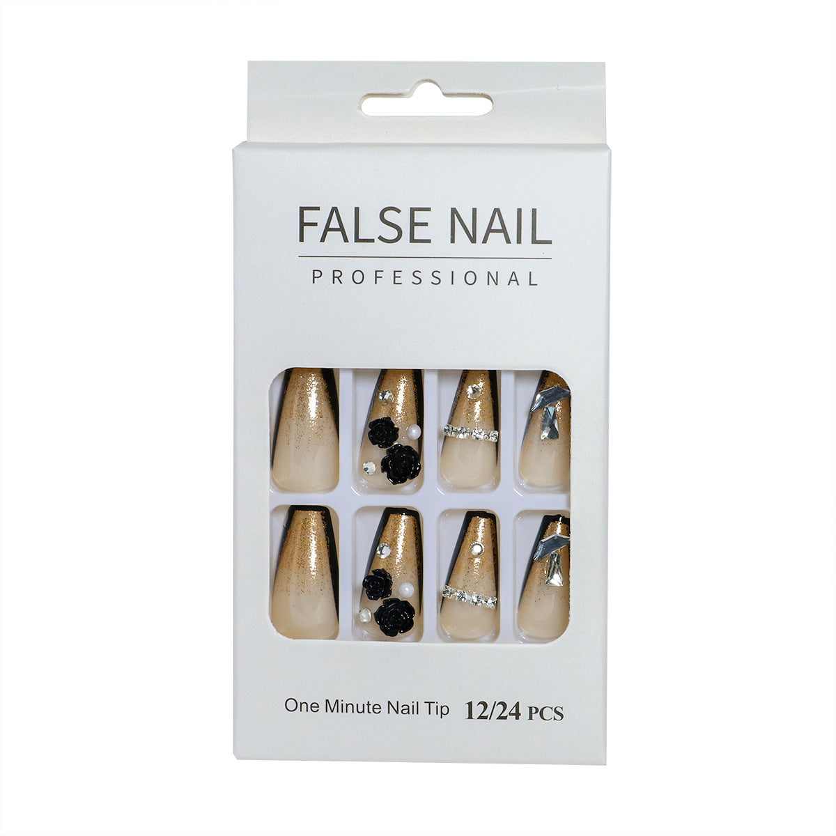 Dekorativer Press-On-Nagelset mit 3D-Akzenten Brehn