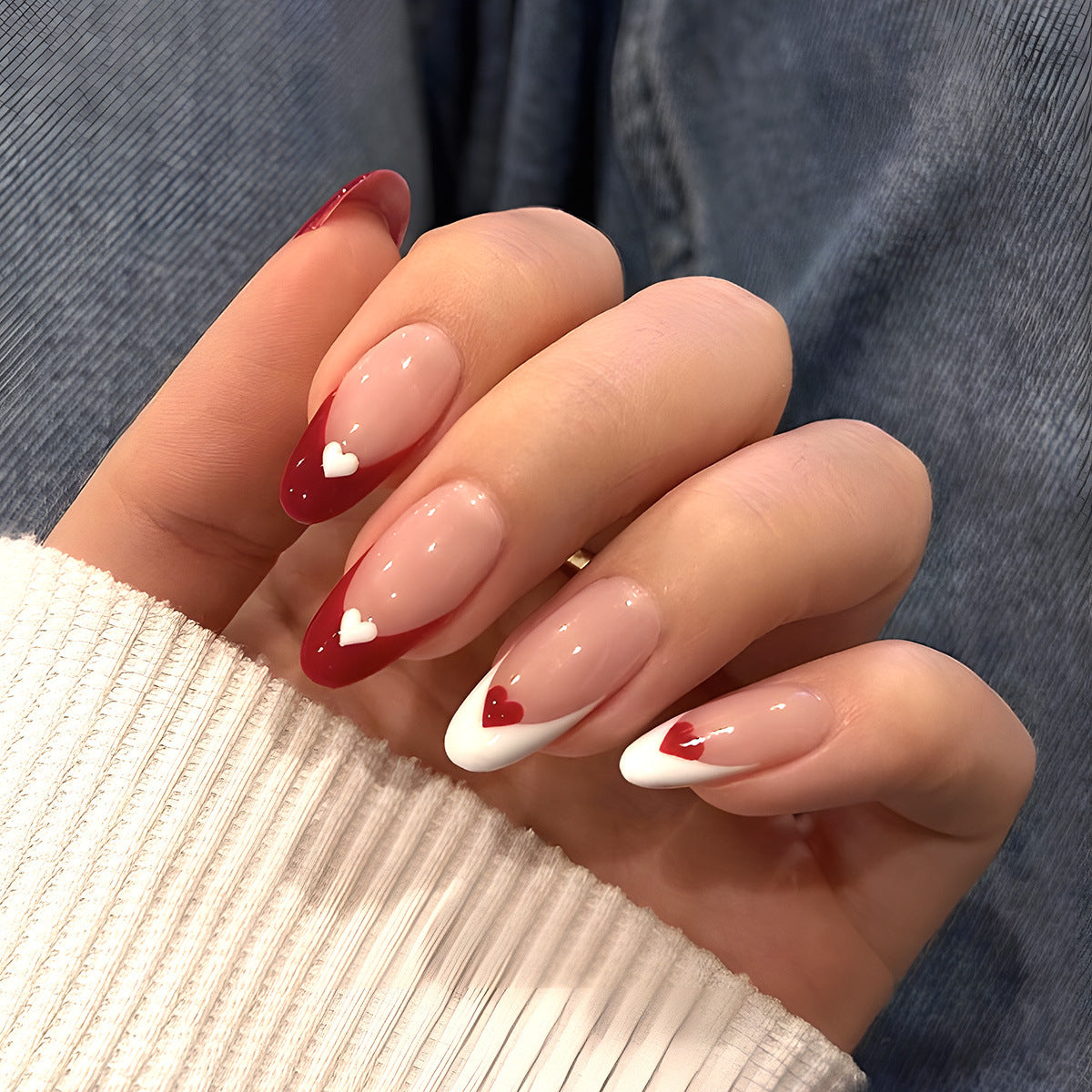 Heart-Accent Stiletto Press-On Nägel Brehn
