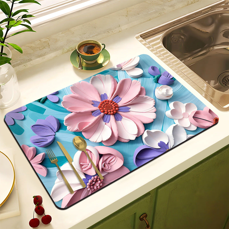 Blumenmuster Anti-Rutsch Küchenmatte
