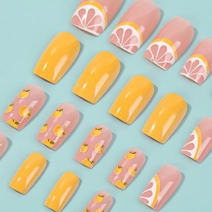 Kunstnagel Set mit fruchtigem Lemon-Design Brehn
