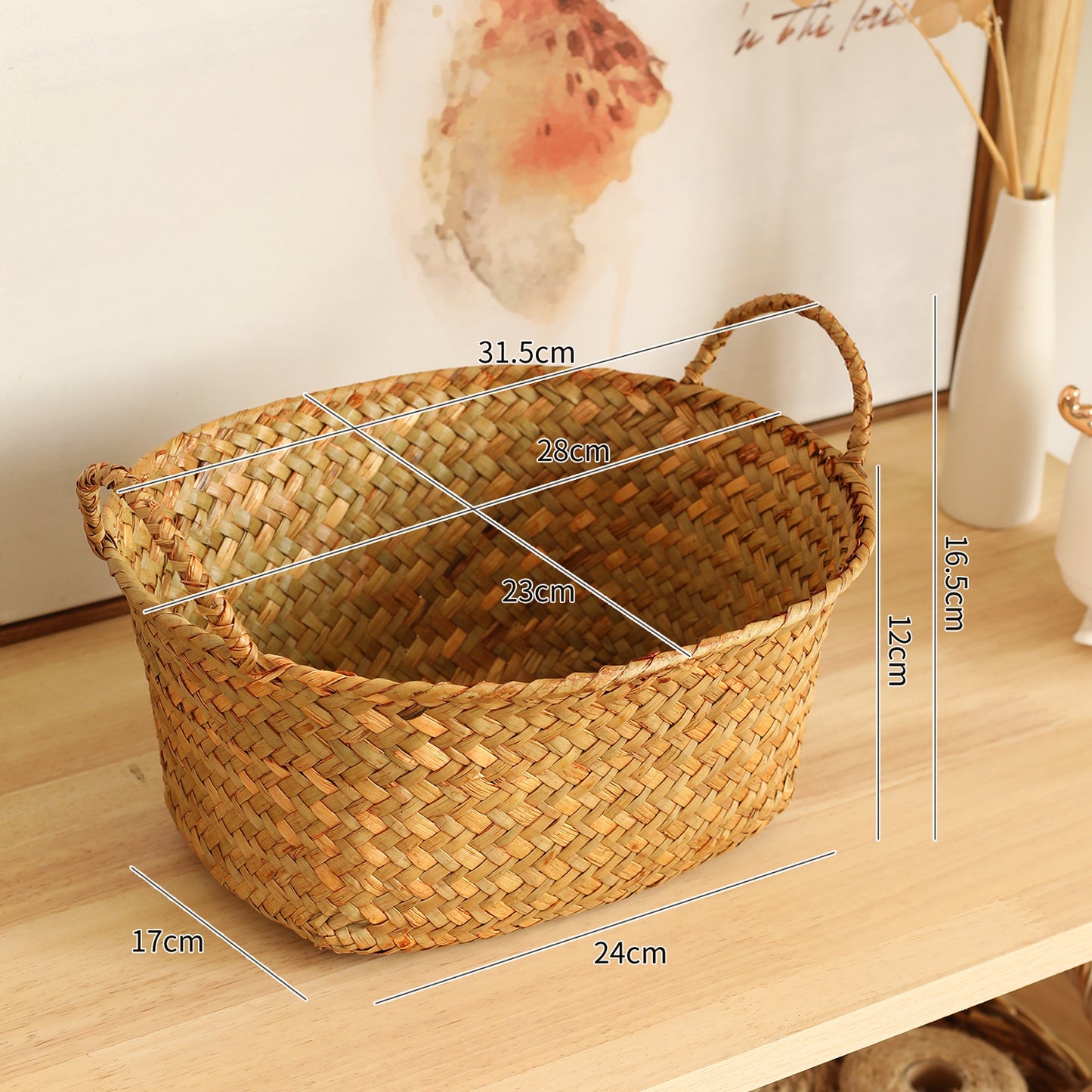 Unisex Handgewebter Aufbewahrungskorb mit ergonomischen Griffen Brehn