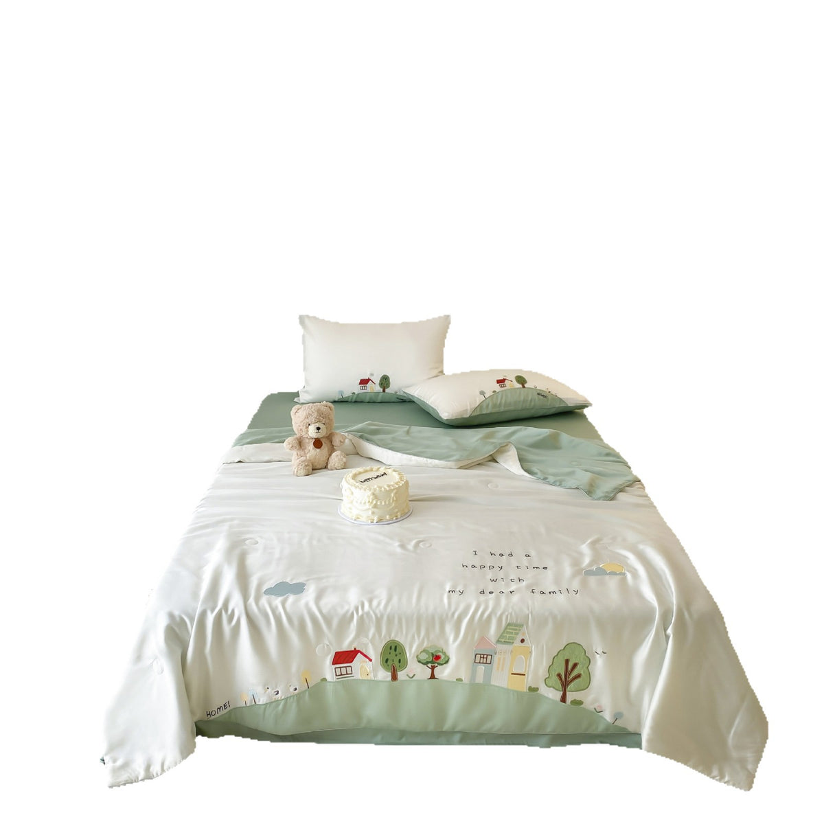 Kinderbettwäsche-Set mit niedlichem Eisbär-Motiv aus satinähnlichem Material