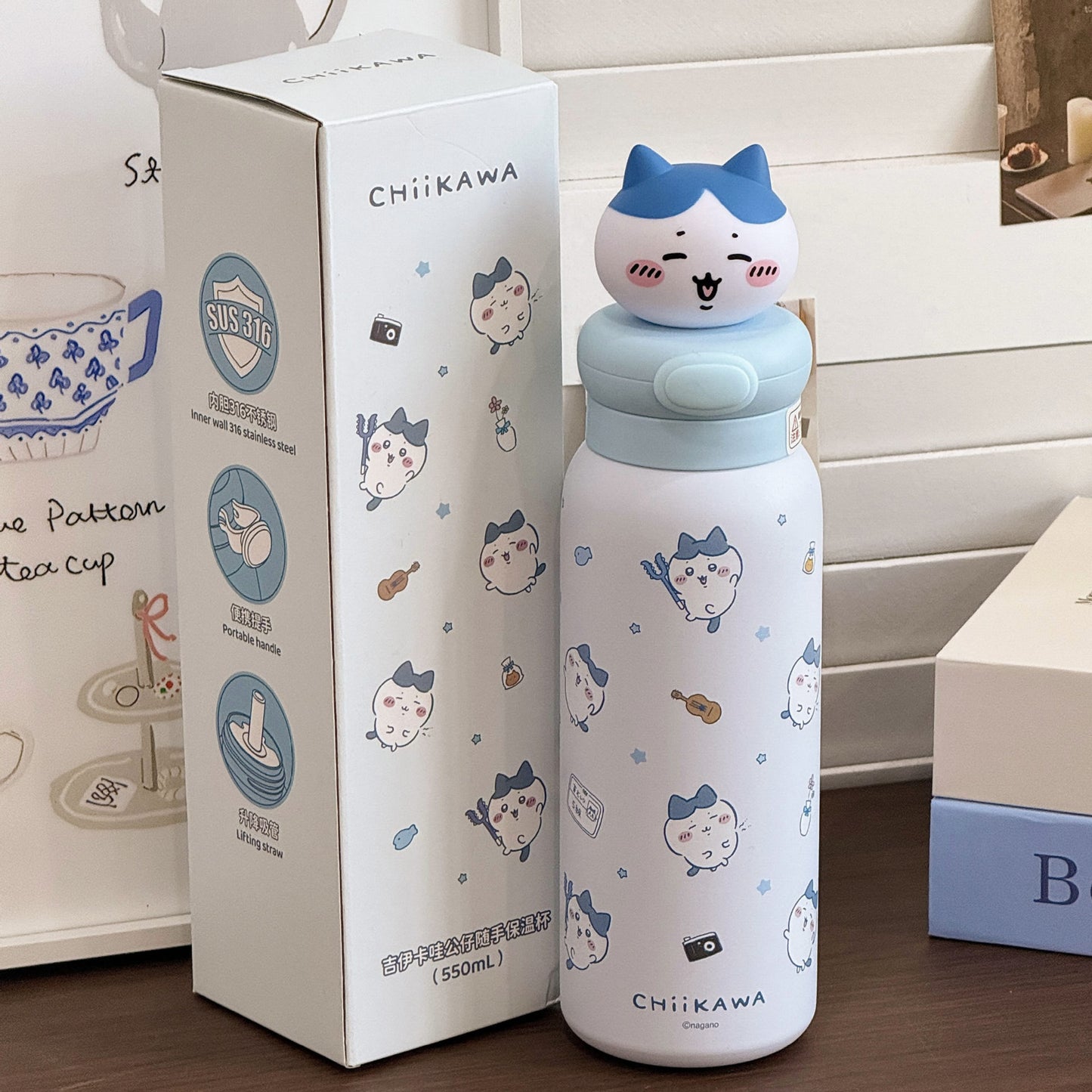 Damen Edelstahl Trinkflasche mit interaktivem Tierkopfdesign Brehn