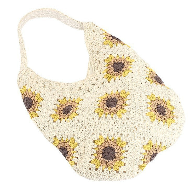 Handgefertigte Häkel Tasche mit Sonnenblumenmuster Brehn
