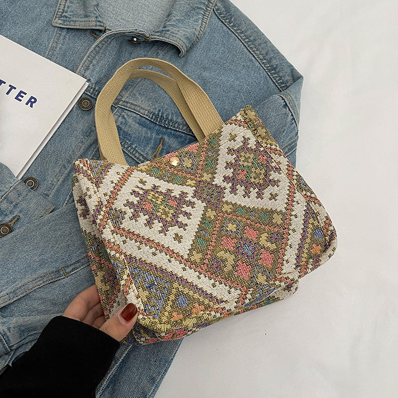 Handgefertigte geometrisch gemusterte Tote Bag