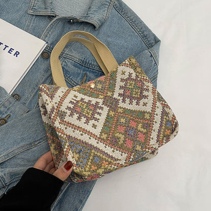 Handgefertigte geometrisch gemusterte Tote Bag