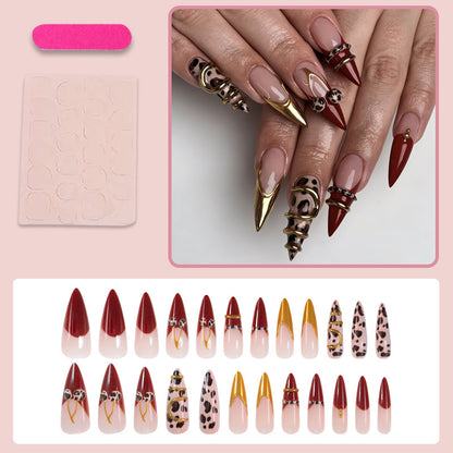 Kunstnagelset mit elegantem Leoparden- und Glitzerakzenten Brehn