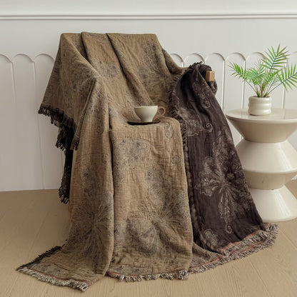 Übergroße Jacquard-Patchwork-Blumen-gewebte Wurfdecke mit francomierten Kanten