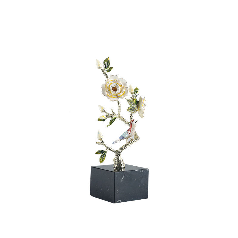 Dekorative Vogel- und Blumenskulptur