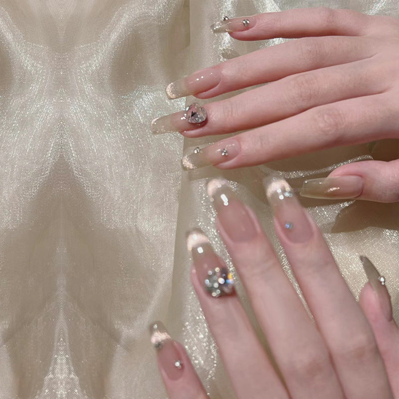 Premium mit Kristallen verzierter Press-On Nagelset Brehn