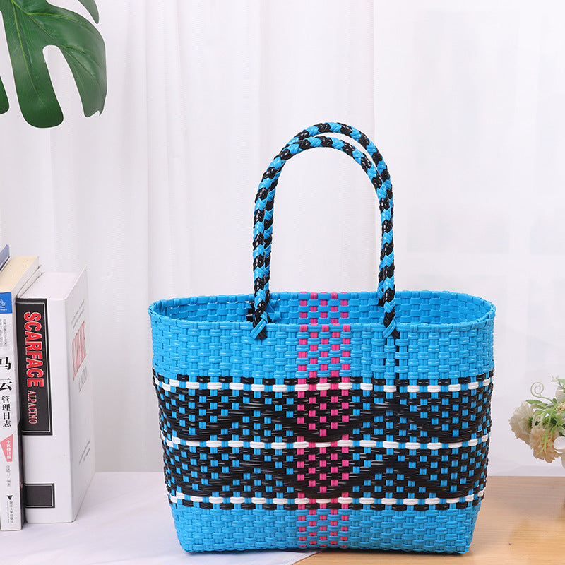 Handgefertigte Strandtasche mit Buntem Wellenmuster Brehn