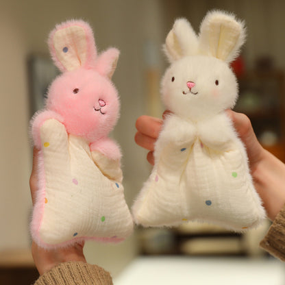 Plüsch-Hase Musselin-Decke mit Kunstfellkopf, sternförmiges Kuschelkissen & Aufhängeschlaufe Brehn