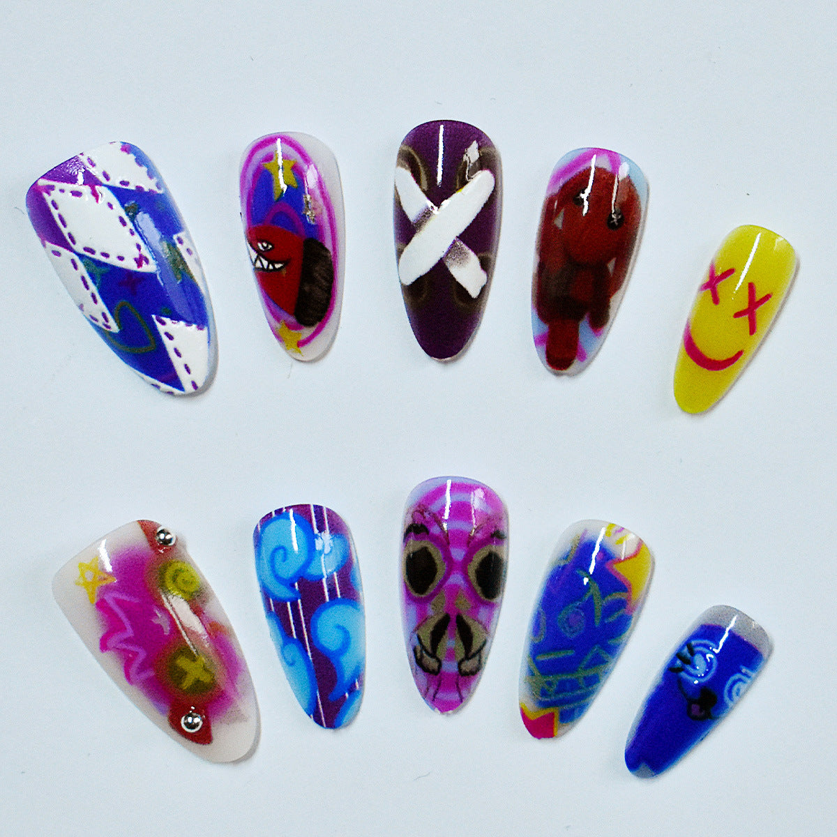Künstlerisches Kuss-Themen Press-On Nagelkunst Brehn